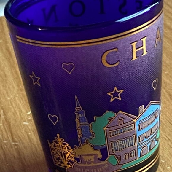 COBALT BLUE Charleston Shot Glass Designed With Landmark Street Whiskey Shot - Picture 6 of 9